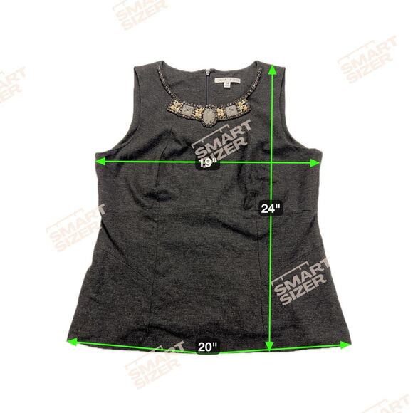 CAbi The Glitz Charcoal Gray Jeweled Neckline Sleeveless Shell Top Size 14 - Picture 4 of 11